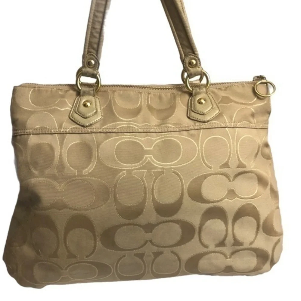 Coach gold poppy signature large bag